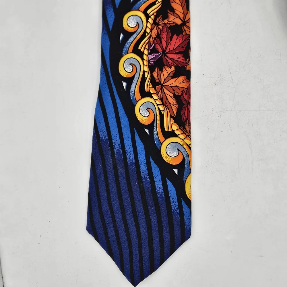 Rare Rush Limbaaug + no boundaries Blue Autumn Leaves Silk Tie